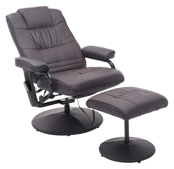 HOMCOM Poltrona Massaggiante Relax, inclusi Poggiapiedi, 10 Punti di Vibrazione, 1 Telecomando; 77 cm x 84 cm x 95 cm, Marrone