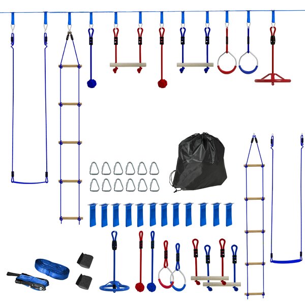 AIYAPLAY 6 Kit Zip Line per Bambini, Capacità di 50 kg, 3-6 Anni, Borsa per il Trasporto, Blu