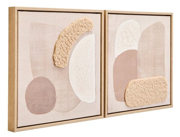 Set di dipinti in 3D con cornice inclusa/dipinti su tela 2 pz 40x40 cm Astratto – Premier Housewares
