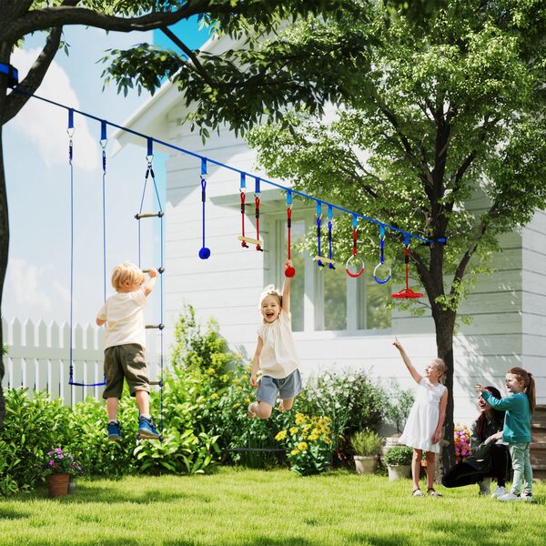 AIYAPLAY 6 Kit Zip Line per Bambini, Capacità di 50 kg, 3-6 Anni, Borsa per il Trasporto, Blu