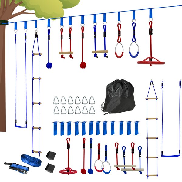 AIYAPLAY 6 Kit Zip Line per Bambini, Capacità di 50 kg, 3-6 Anni, Borsa per il Trasporto, Blu