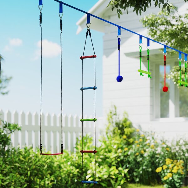 AIYAPLAY 6 Kit Zip Line per Bambini, Capacità di 50 kg, 3-6 Anni, Borsa per il Trasporto, Blu