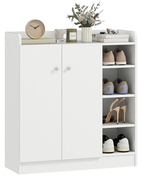 IRONCK Armadio Scarpiera Stretta Con 8 Cubbies E 4 Ripiani - Bianco - Per Ingresso, Camera Da Letto O Armadio