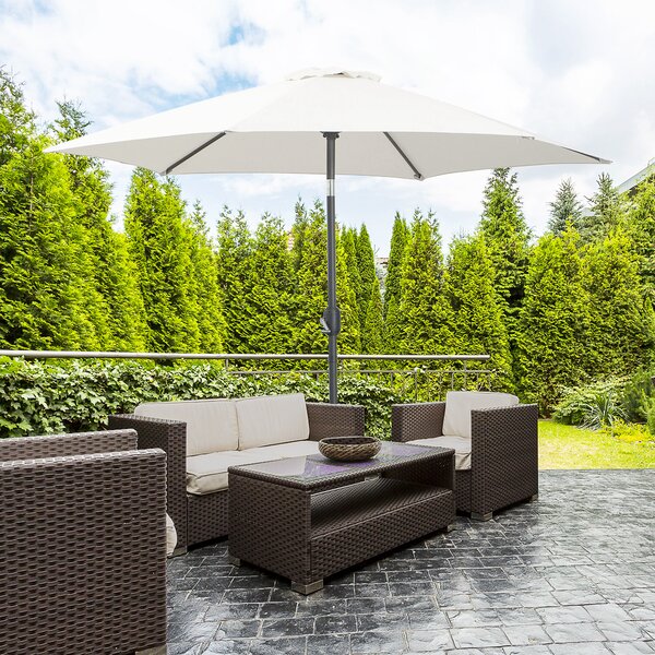 Outsunny Ombrellone da Giardino Inclinabile, Apertura a Manovella, Ø2.7x2.35m Beige|Aosom