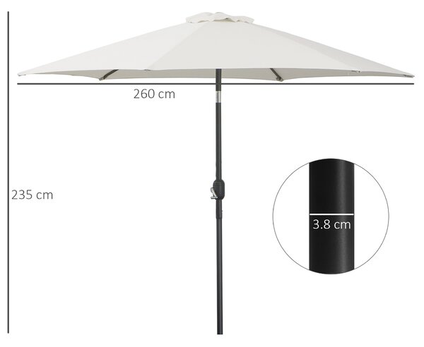 Outsunny Ombrellone da Giardino Inclinabile, Apertura a Manovella, Ø2.7x2.35m Beige|Aosom