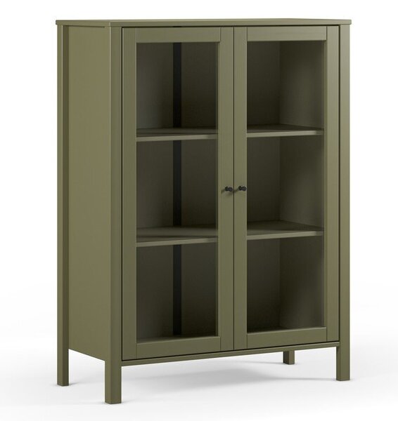 Vetrina verde in pino massiccio 90x120x40 cm Alessandra – Marckeric