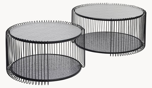 Set di 2 tavolini da salotto con piano in vetro Bubble