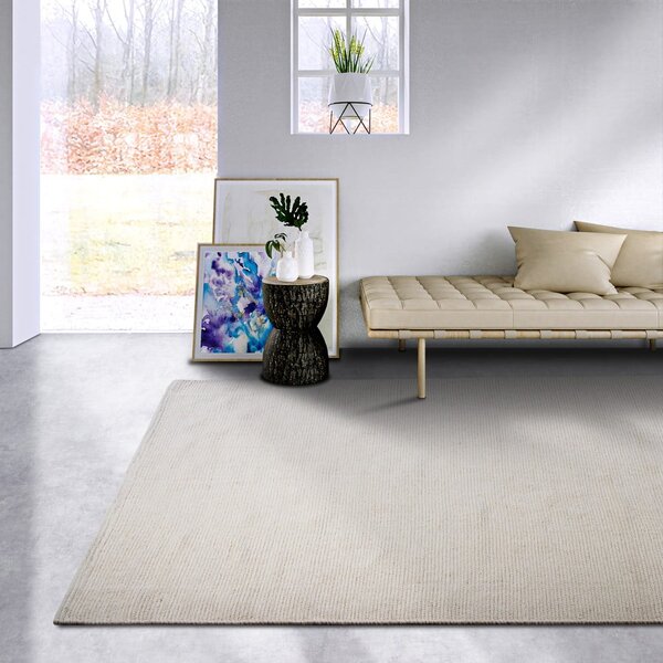 Tappeto color crema tessuto a mano in lana 80x150 cm Pradesh Natural White - Elle Decoration