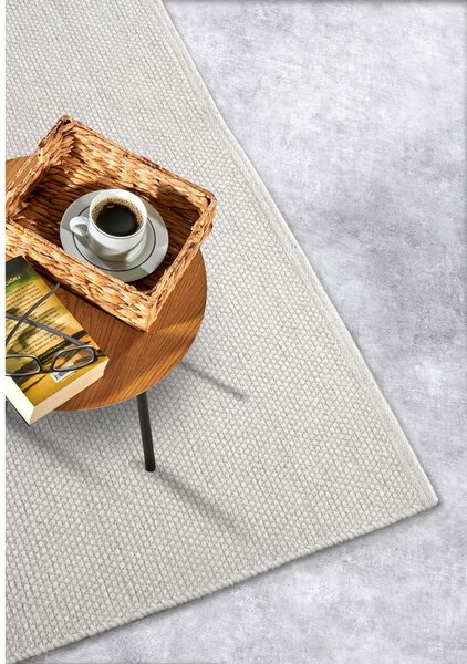 Tappeto color crema tessuto a mano in lana 80x150 cm Pradesh Natural White - Elle Decoration