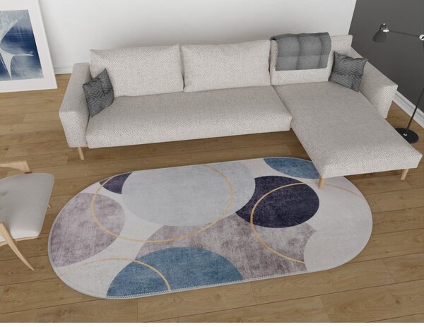 Tappeto lavabile blu-grigio 80x120 cm Oval - Vitaus