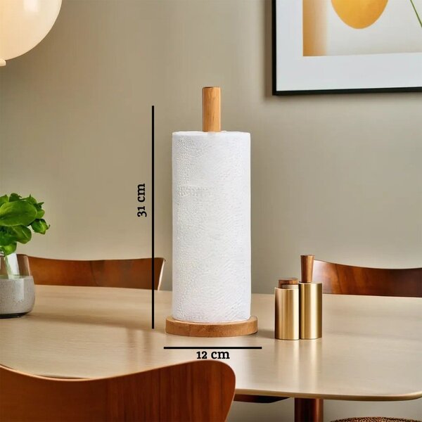 Portarotolo da cucina verticale di colore naturale in legno ø 12 cm Soka – Premier Housewares