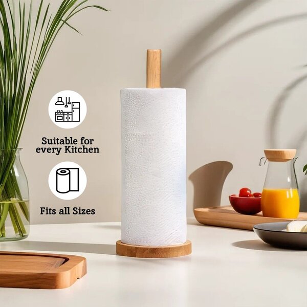 Portarotolo da cucina verticale di colore naturale in legno ø 12 cm Soka – Premier Housewares