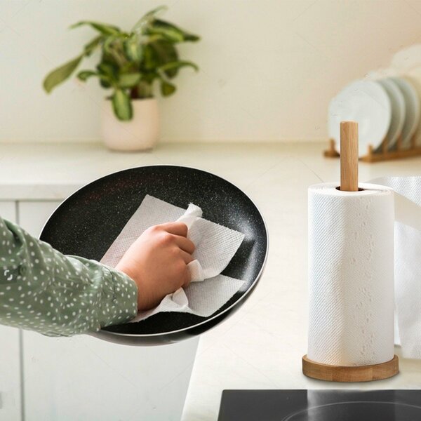 Portarotolo da cucina verticale di colore naturale in legno ø 12 cm Soka – Premier Housewares