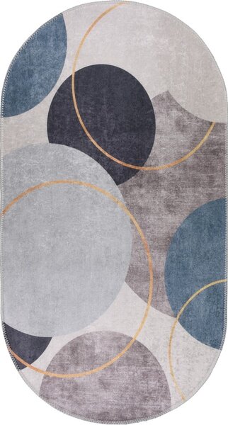 Tappeto lavabile blu-grigio 80x120 cm Oval - Vitaus