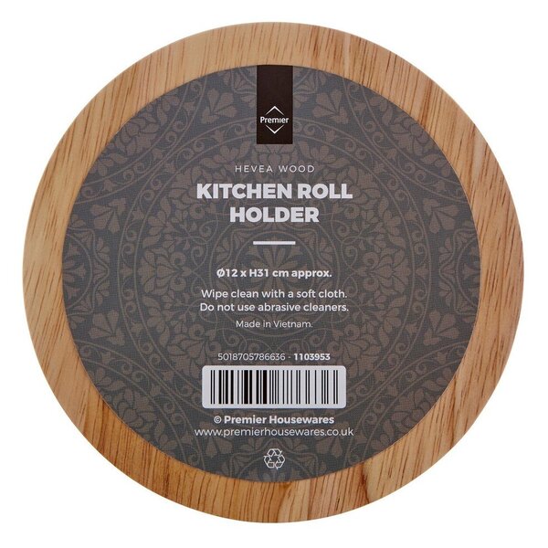 Portarotolo da cucina verticale di colore naturale in legno ø 12 cm Soka – Premier Housewares