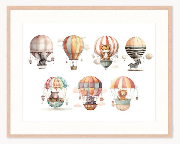 Stampa digitale incorniciata per bambini Flying Animals, varie misure