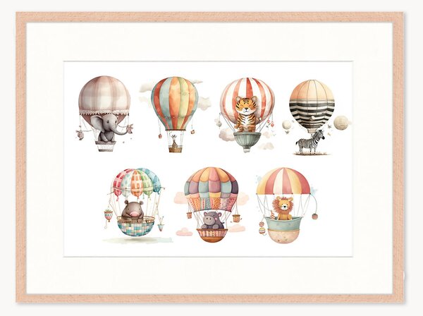 Stampa digitale incorniciata per bambini Flying Animals, varie misure