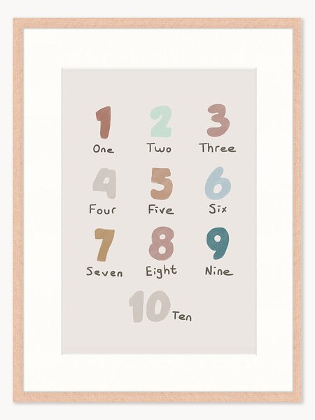 Stampa digitale incorniciata per bambini Cute Numbers, varie misure