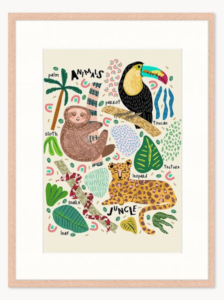 Stampa digitale incorniciata Jungle Animals, varie misure
