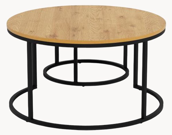 Set di 2 tavolini rotondi in legno di quercia Larchi