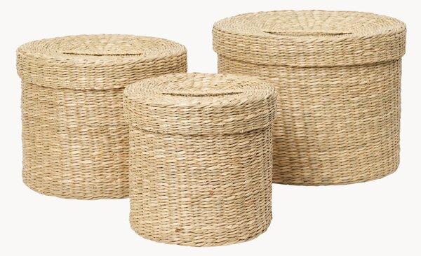 Set di 3 cestini in fibra naturale Gaby