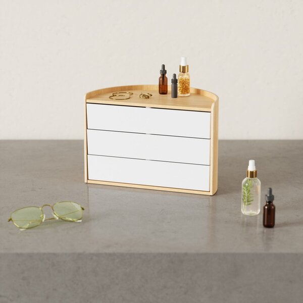 Organizzatore bagno rotante in colore naturale Moona - Umbra