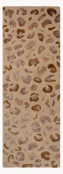Passatoia in viscosa fatta a mano con motivo in rilievo Leopard Print