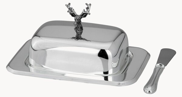 Burriera e coltello placcati argento Deer 2 pz