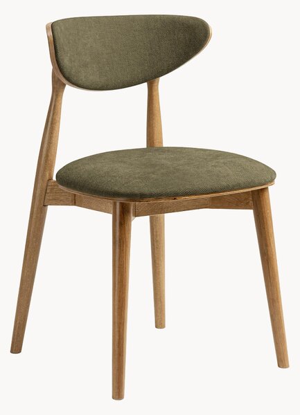 Set di 2 sedie in tessuto chenille e legno di faggio Rina