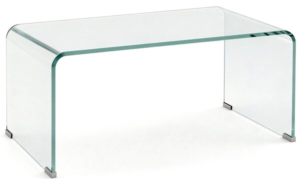 HOMCOM Tavolino in Vetro Temperato Moderno da Salotto con Design Monoblocco, 80x45x35 cm, Trasparente | Aosom Italy