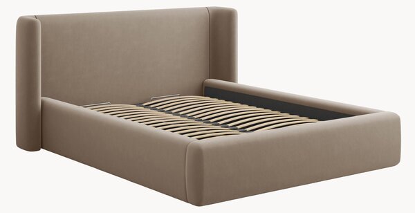 Letto imbottito effetto velluto con contenitore Jolene