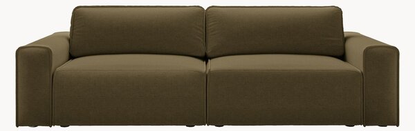 Divano letto 3 posti in ciniglia con contenitore Victor, larg. 246 cm