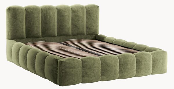 Letto imbottito in ciniglia con contenitore Lupine