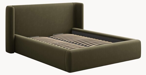 Letto imbottito in tessuto effetto velluto con contenitore Jolene