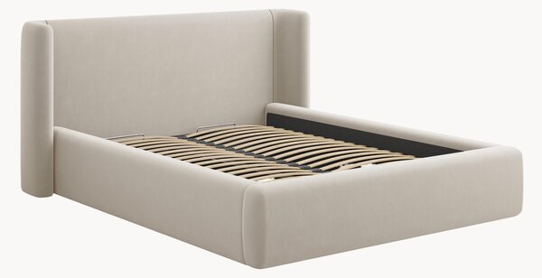 Letto imbottito in tessuto effetto velluto con contenitore Jolene