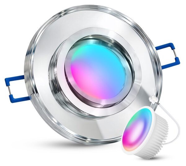 SSC-LUXon WiFi Lampada da incasso in vetro MIRELLA dimmerabile e orientabile 230V con lampadina Smart RGB+ - Downlight compatibile con Alexa, Siri e Google