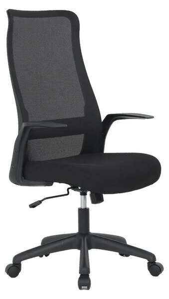 Sedia da ufficio ergonomica, con schienale a rete, rivestita in tessuto, colore nero