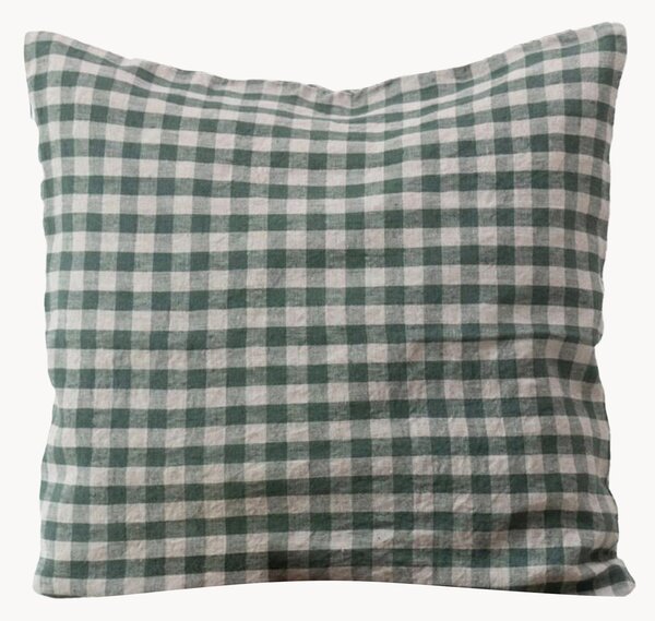 Copricuscino in lino Forest Green Gingham
