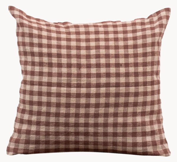 Copricuscino in lino Chocolate Gingham