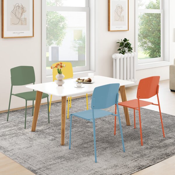 Costway Set di 4 sedie da pranzo con schienale ergonomico e seduta ampia, Sedie laterali senza bracci portata 160kg Colorato