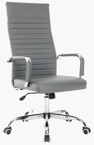 Sedia da ufficio ergonomica, in ecopelle, regolabile in altezza, colore grigio
