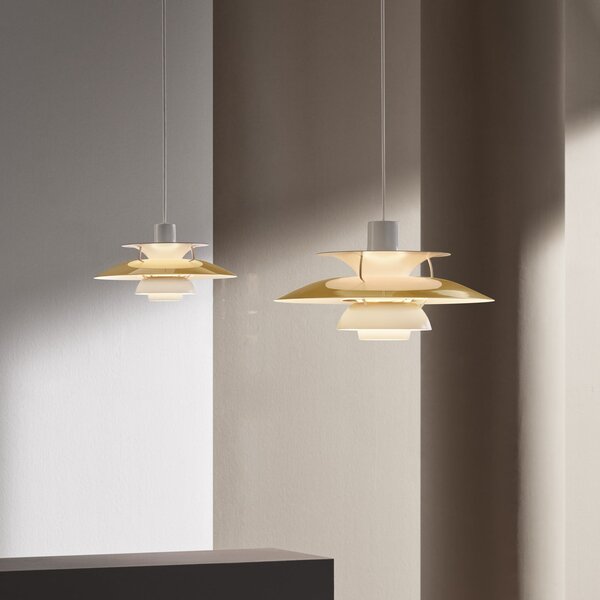 Lampada a sospensione Louis Poulsen, PH 5 Mini, dimmerabile, Dorato / Ottone, Soggiorno, Metallo, Design