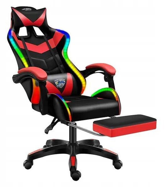 Sedia da ufficio Sedia per computer Sedia da scrivania Sedia da gioco ergonomica Massaggio LED Rosso