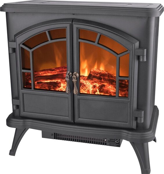 Caminetto elettrico con fuoco e riscaldamento a LED, 1800W, a doppia anta EXTOL-LIGHT