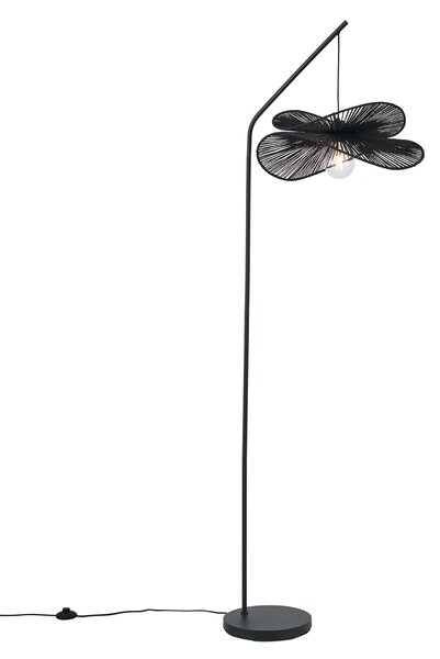 Lampada da terra Art Déco nera con paralume nero - Nest