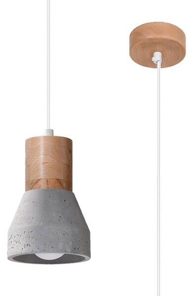 Lampada a sospensione QUBIC grigio 1xE27 15W cemento 120x10x10cm Sollux Lighting