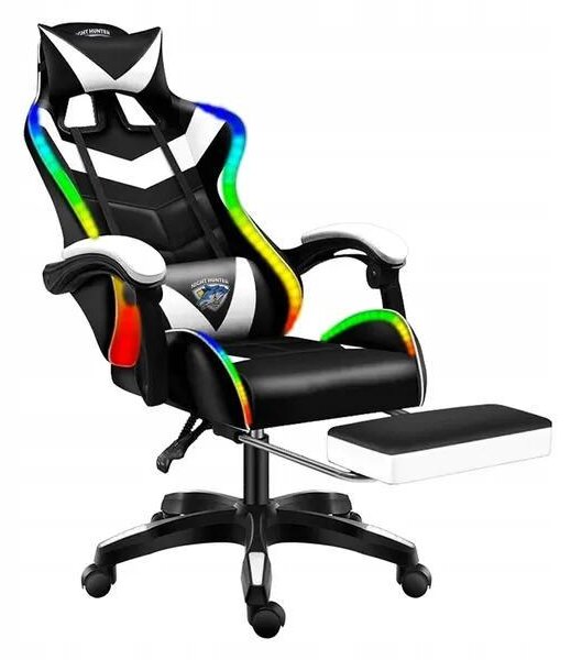Sedia da ufficio Sedia da computer Sedia da scrivania Sedia da gioco ergonomica Massaggio LED Bianco
