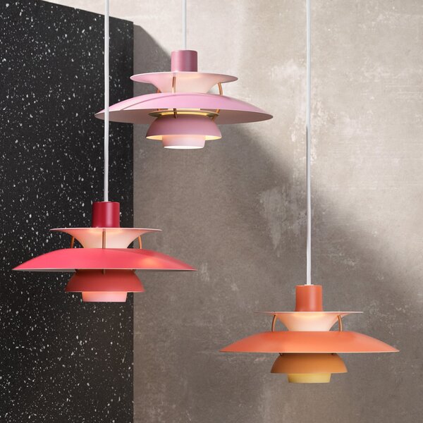 Lampada a sospensione Louis Poulsen, PH 5 Mini, dimmerabile, Rosa / Rosé, Soggiorno, Metallo, Design