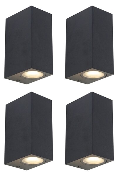Set di 4 luci da parete intelligenti nere IP44 incl. 8 GU10 Wifi - Baleno