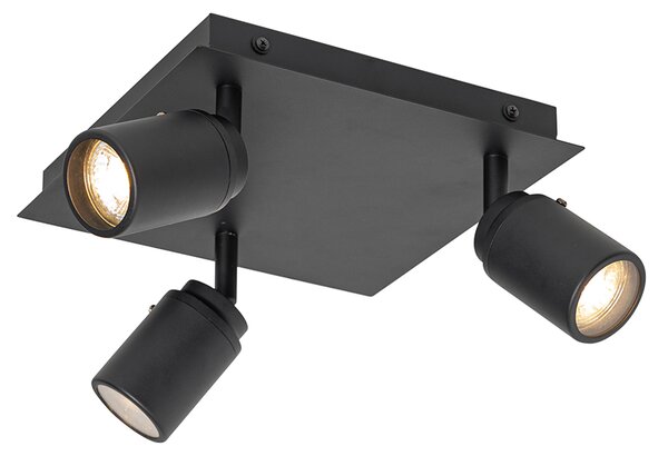 Faretto da bagno intelligente nero quadrato IP44 incl. 3 GU10 Wifi - Ducha